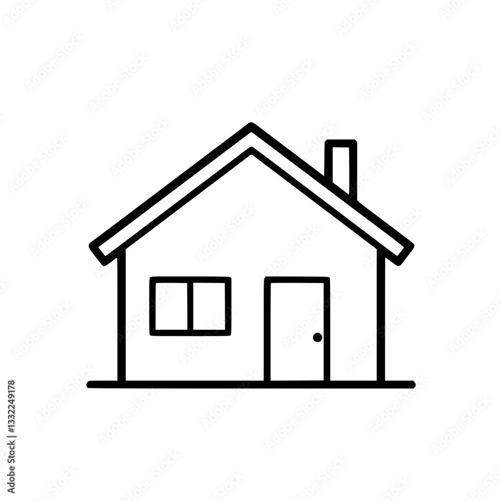 Simple line art of a house with a window door roof and chimney Represents shelter home and simple living Clean and minimalist design Simple line art of a house with a window door roof and chimney Represents shelter home and simple living Clean and minimalist design