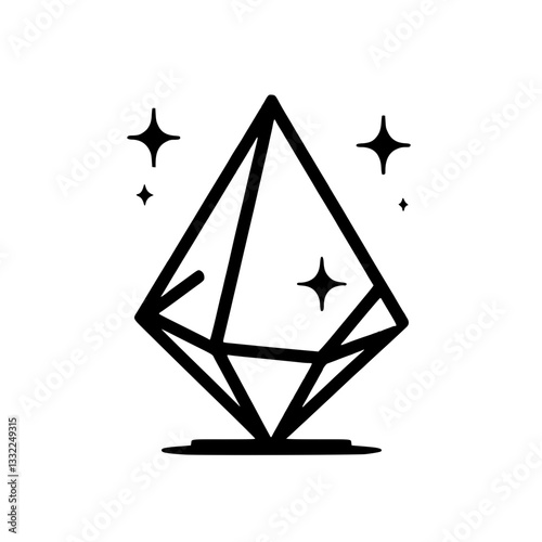 Line art icon of a sparkling crystal gemstone