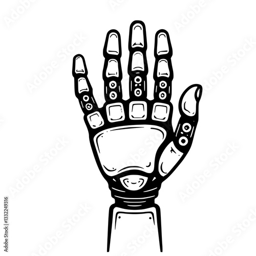Robotic Prosthetic Hand Illustration Isolated on White