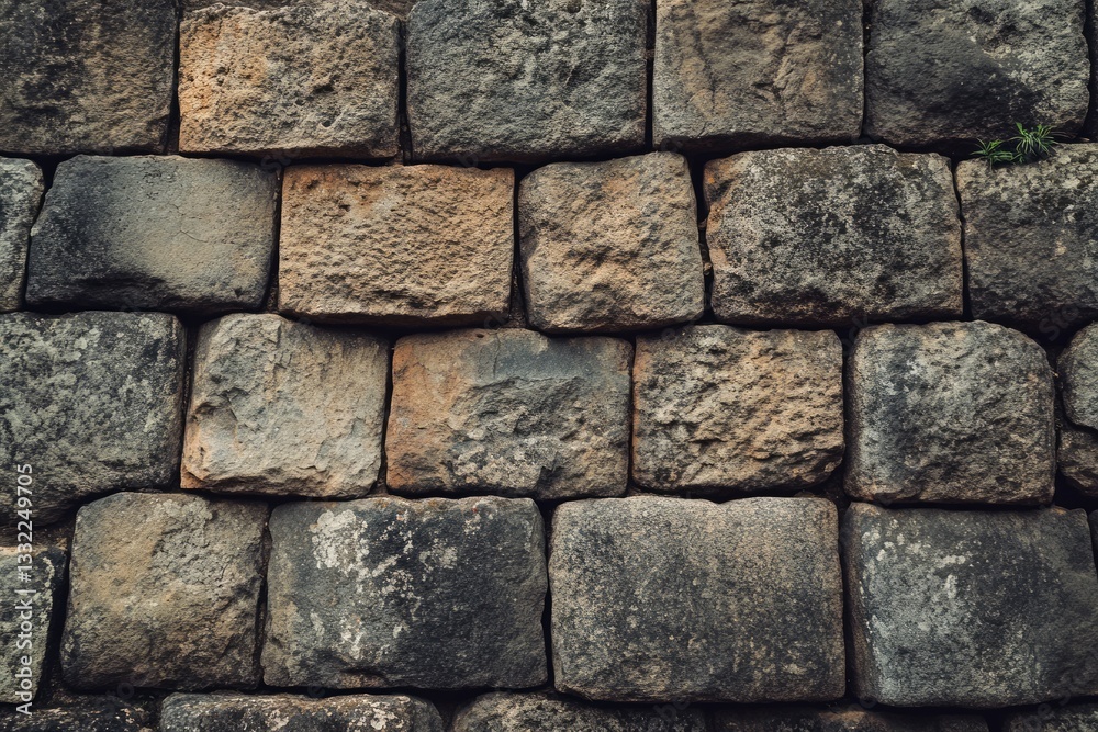 Close-up view of stone wall with weathered texture. Neural network AI generated Close-up view of stone wall with weathered texture. Neural network AI generated