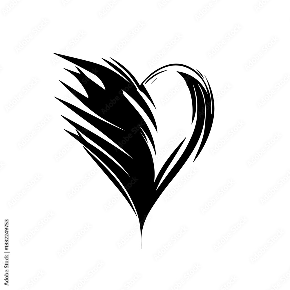 Fototapeta premium abstract heart made of bold brush strokes black and white vector