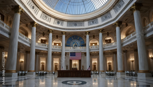 Historic legislative chamber united states capitol architectural interior grand hall wide-angle view civic importance