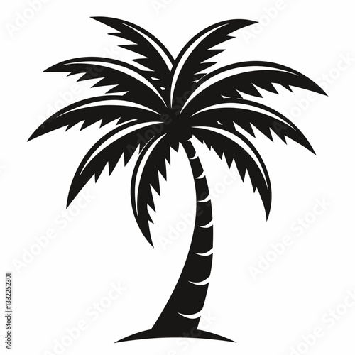 creative palm tree silhouette with curved fronds