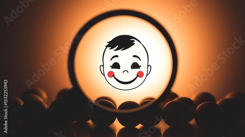Happy Baby Face in Illuminated Circle
