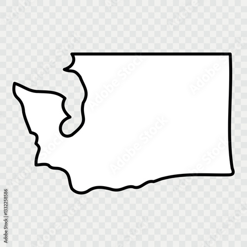 Washington Map Black, State Border, United States, US America, Transparent Isolated, Variations. High detailed vector map - Washington. Vector icon. Color set