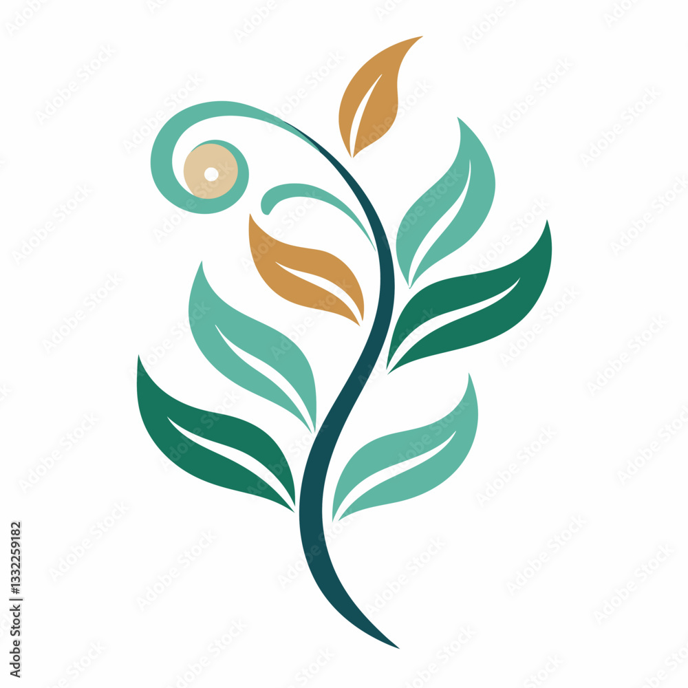 abstract herbal sprig with soft organic curves abstract herbal sprig with soft organic curves