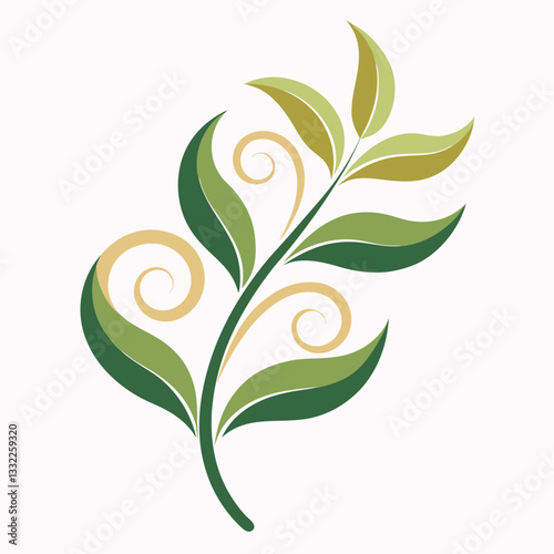 abstract herbal sprig with soft organic curves