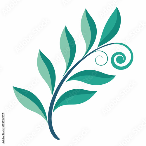 abstract herbal sprig with soft organic curves