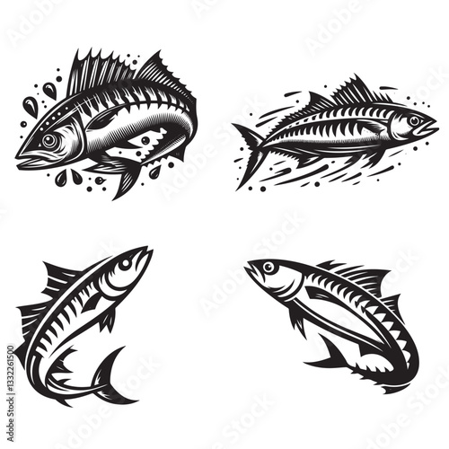 Illustration of fish (mackerel) seafood vector