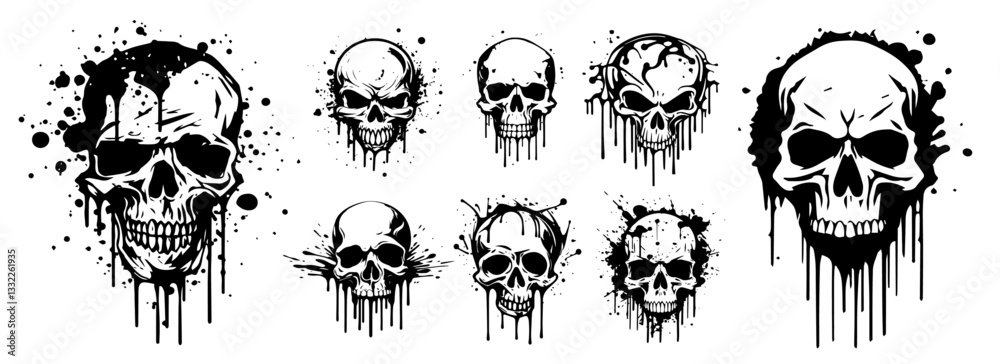 Fototapeta premium skull dripping ink illustrations vector black shape silhouette