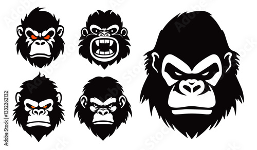 gorilla head illustrations vector black shape silhouette