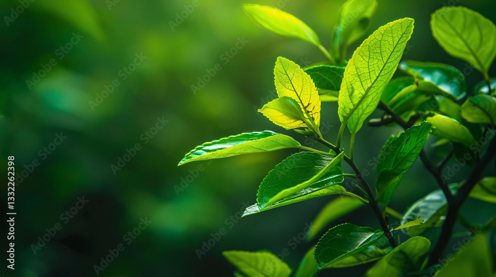 Obraz premium Nature of green leaves in a garden during summer. Natural green plants used as spring background, cover page, greenery, environment, and ecology wallpaper.