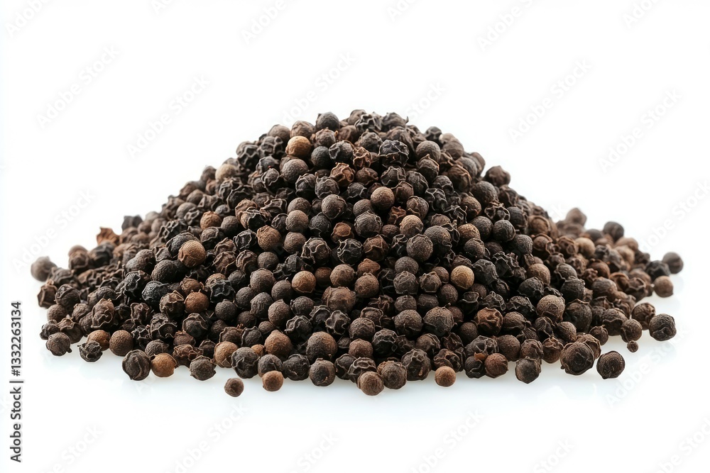 Pile of black peppercorns on white background. Neural network AI generated Pile of black peppercorns on white background. Neural network AI generated