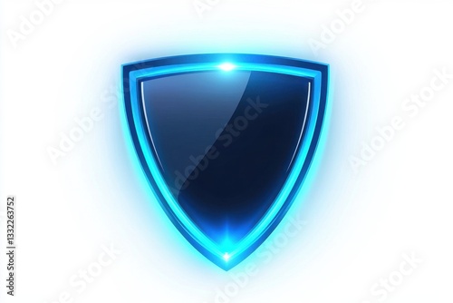 Free Download Glossy Blue Shield Icon with Glowing Edges for Protection Concepts - GFXLoad