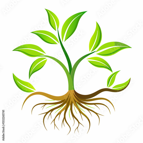 dynamic plant roots extending into abstract lines