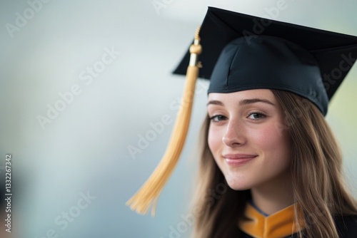 close-up shot capturing intricate details of graduation cap with unfocused background for alluring copy space