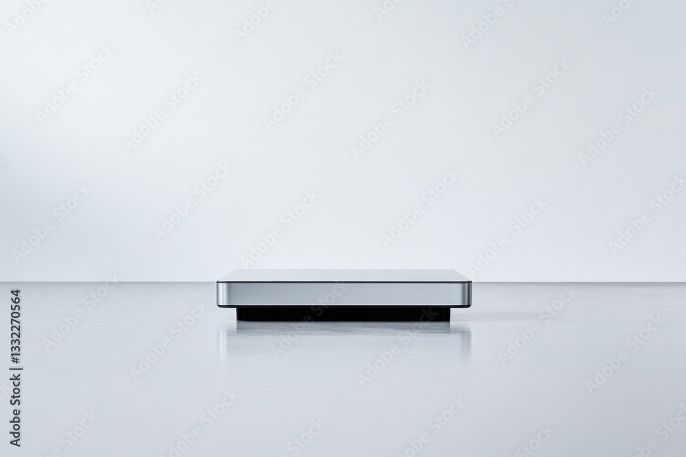 single piece of sleek energy-efficient advanced technology sits in stark contrast against expansive white backdrop single piece of sleek energy-efficient advanced technology sits in stark contrast against expansive white backdrop