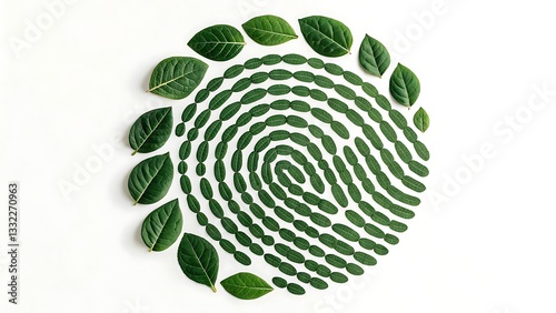 Fingerprint made of green leaves photo