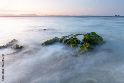 Foto Sonnenuntergang am Clarkes Beach in Byron Bay, Ostküste Australien