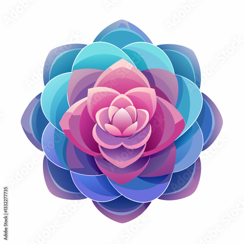 layered floral shape with soft gradient blending