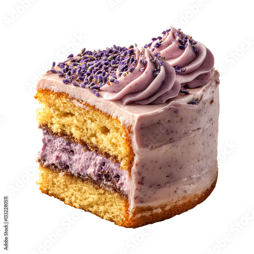 Earl Grey Lavender Cake Isolated on Transparent Background