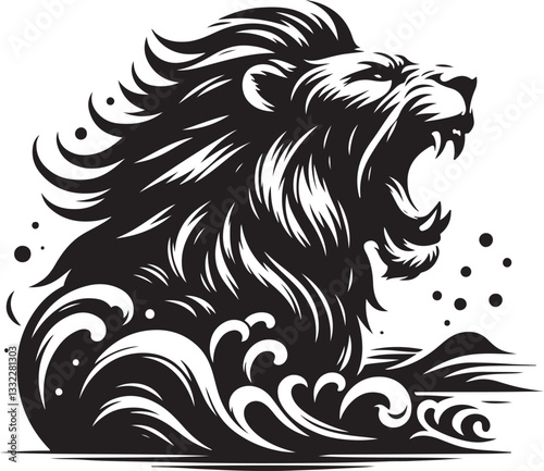 Roaring Lion Silhouette Art