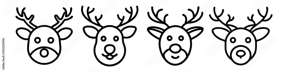 red nosed rudolph icon, red nosed rudolph line art - simple line art of red nosed rudolph, perfect for red nosed rudolph logos and icons