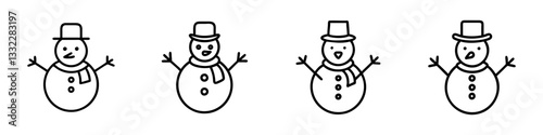 snowman icon, snowman line art - simple line art of snowman, perfect for snowman logos and icons