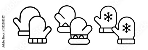 winter mittens icon, winter mittens line art - simple line art of winter mittens, perfect for winter mittens logos and icons