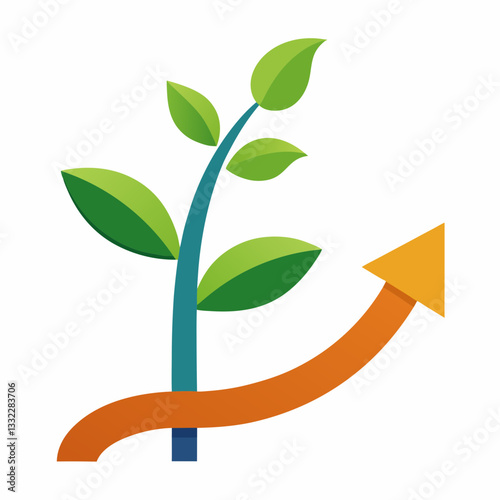 stylized seedling with an upward growth motion