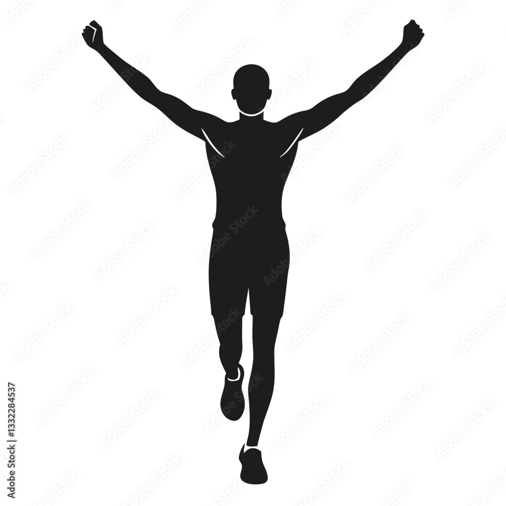 Dynamic Black Silhouette of a Running Figure Dynamic Black Silhouette of a Running Figure
