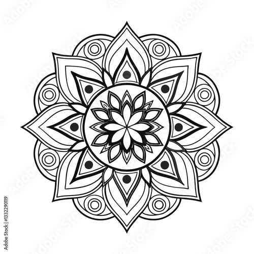 Pattern in the form of a mandala. Henna tattoo mandala. Mehndi style. Decorative pattern in oriental style. Coloring book page.