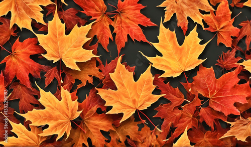 Obraz na płótnie Autumnal vibrant orange maple leaves background w salonie