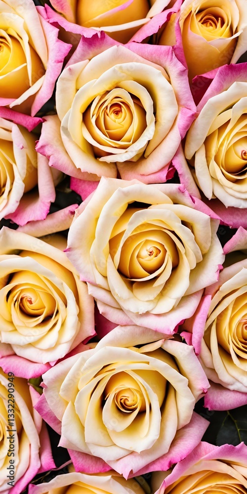 Pink yellow roses, flower background