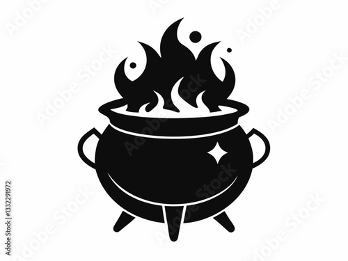 cauldron  brew  silhouette  vector,Halloween Witch cauldron  brew