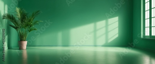 Obraz na płótnie The wall. green color gradient studio background for product presentation w salonie