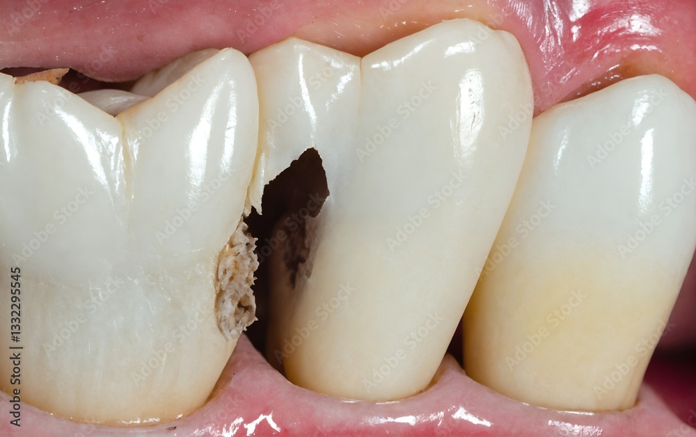 Damaged teeth. Dental repair treatment.