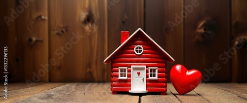 Obraz na płótnie wooden house with red heart w salonie