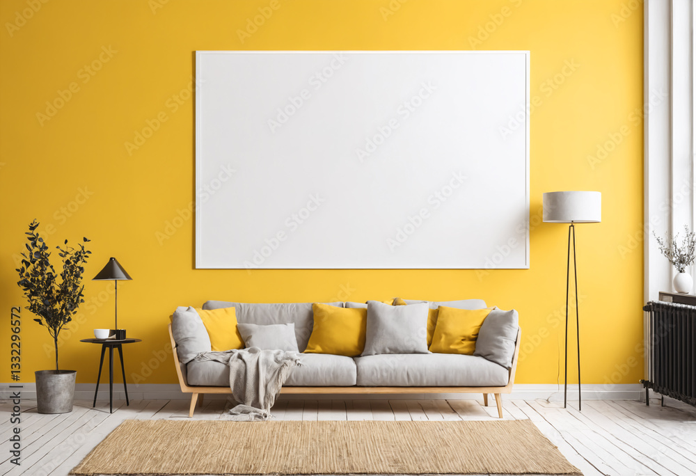 Design interior with mockup frame