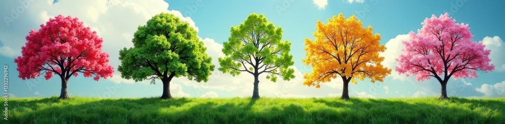 Lone tree, four seasons cycle, captivating nature, wildlife, rural Lone tree, four seasons cycle, captivating nature, wildlife, rural