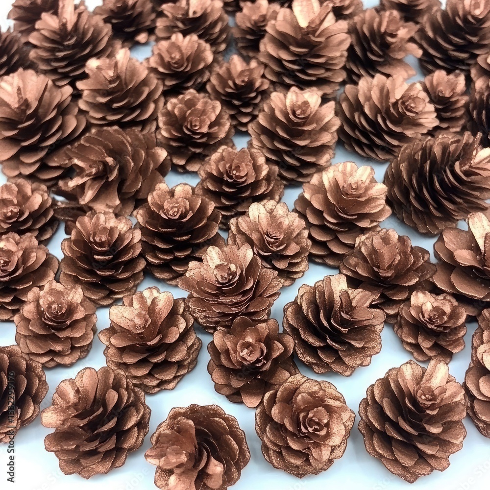 Obraz premium Copper-toned pine cones, decorative craft supplies