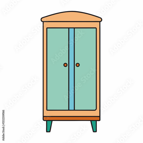 vector illustration of a wooden door