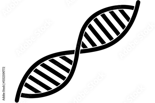 DNA helix with glowing effect silhouette vector.