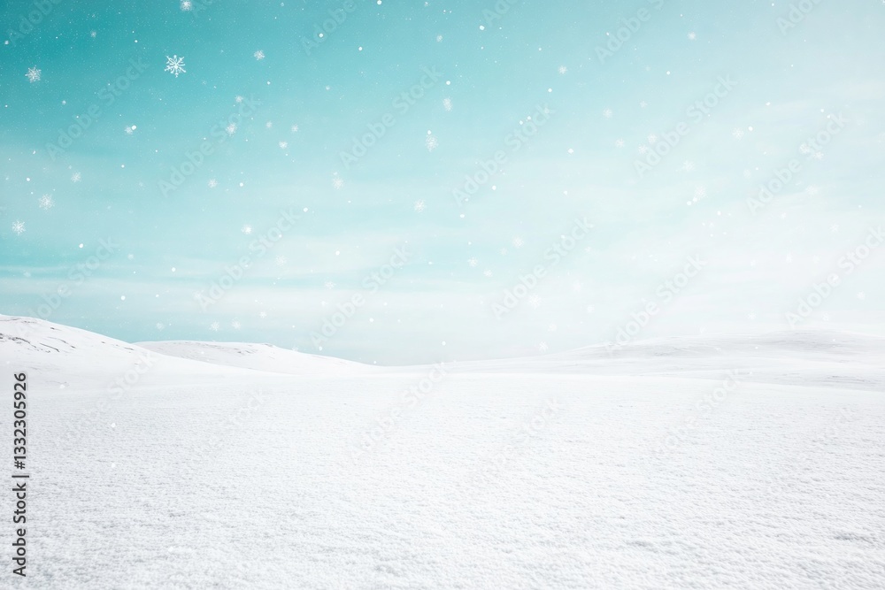 serene winter landscape in minimalist style captures snowy field under pale blue sky with delicate snowflakes gently serene winter landscape in minimalist style captures snowy field under pale blue sky with delicate snowflakes gently