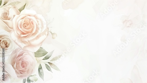 Wallpaper Mural Elegant floral watercolor design with soft roses and leaves for wedding invitations Torontodigital.ca