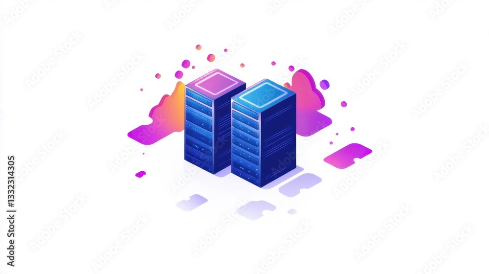Data Migration Between Servers in a Standardized Process Illustration Data Migration Between Servers in a Standardized Process Illustration