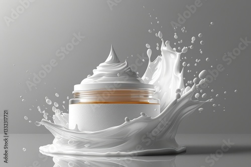 White cosmetic jar with moisturizer cream.