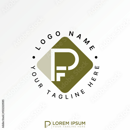 Logo design graphic concept creative premium vector stock image top sell initial PF or FP font line cut square monogram typography media tech law firm