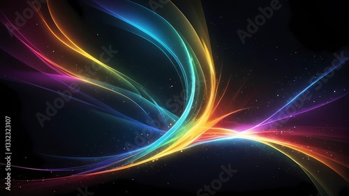 Digital style abstract swirls in bright colors representing energy flow with copying space
