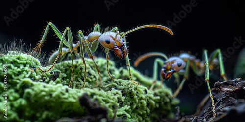 Two Ants on Mossy Surface